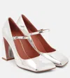 Amina Muaddi Charlotte 95 Leather Mary Jane Pumps In Silber