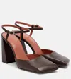 Amina Muaddi Charlotte 95 Leather Pumps In Brown