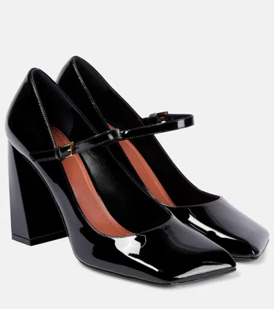 Amina Muaddi Charlotte 95 Patent Leather Mary Jane Pumps In Black