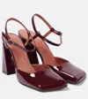 Amina Muaddi Charlotte 95 Patent Leather Pumps In Burgundy