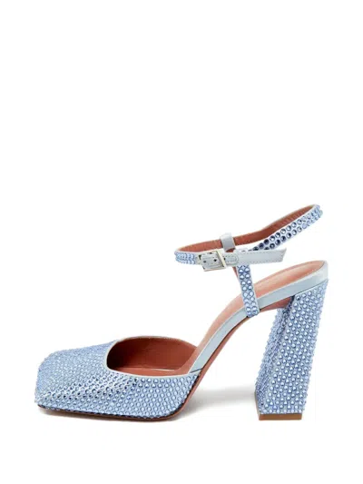 Pre-owned Amina Muaddi Charlotte Heeled Pumps In Blue