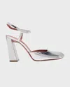 Amina Muaddi Charlotte 95 Leather Mary Jane Pumps In Silver