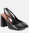 Amina Muaddi Charlotte Leather Slingback Pumps In Black