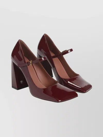 Amina Muaddi Charlotte Mary Jane Block Heel Pumps In Brown