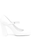 Amina Muaddi Charlotte Patent-leather Mary Jane Pumps In White