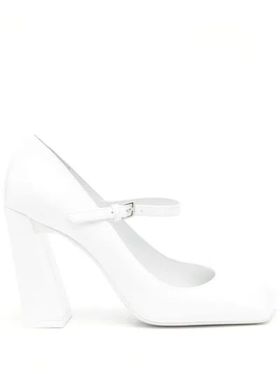 Amina Muaddi Charlotte Patent-leather Mary Jane Pumps In White