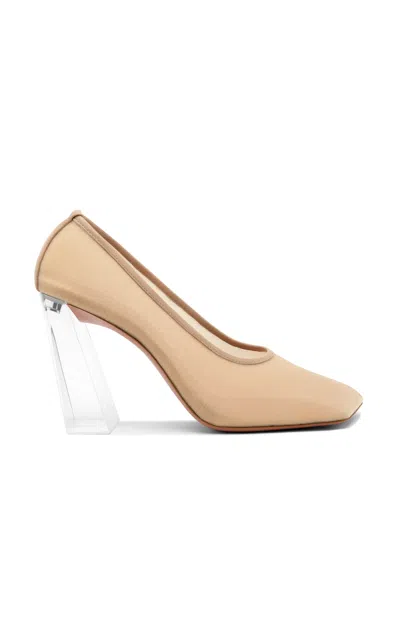 Amina Muaddi Women's Charlotte Mesh Dã©collet Pumps In Beige