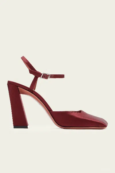 Amina Muaddi Charlotte 95 Patent Leather Pumps In Wine