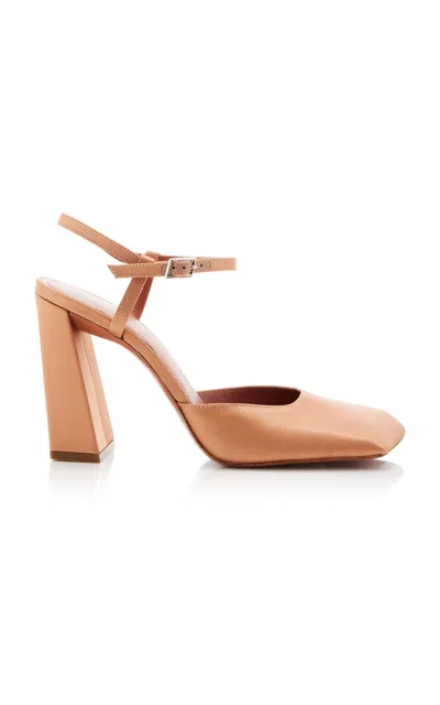 Amina Muaddi Charlotte Satin Pumps In Neutral