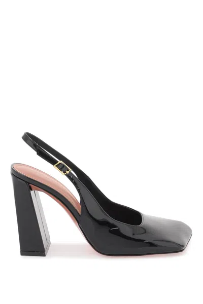 Amina Muaddi Charlotte Leather Slingback Pumps In Black