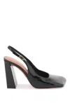 Amina Muaddi Charlotte Leather Slingback Pumps In Black