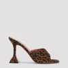 Amina Muaddi Leopard Suede Flat Square Open Toe Sandals With 95 Mm Heel In Animal Print