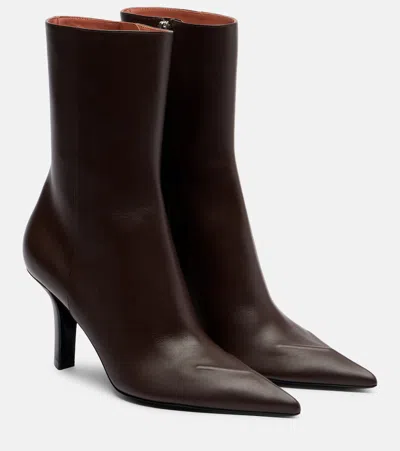 Amina Muaddi Christine 80 Leather Ankle Boots In Multi