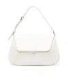 Amina Muaddi Women Black Leather Ami Shoulder Bag In White