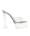 Amina Muaddi Clear Dalida Glass 140 Sandals In White
