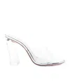 Amina Muaddi Clear Thick-heeled Sandals In White