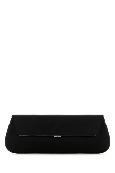 Amina Muaddi Clutch Ami In Raso Nero  Donna In Black