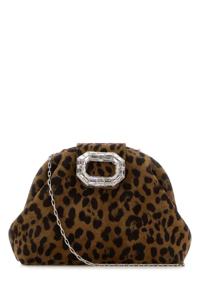 Amina Muaddi Clutch Camelia Micro In Pelle Scamosciata Stampata Donna