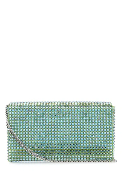 Amina Muaddi Women Embellished Satin Super Amini Paloma Clutch In Green