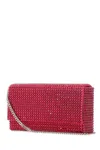 Amina Muaddi Superamini Paloma Pink Crystal Clutch In Ruby