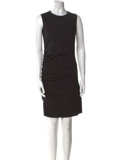 Pre-owned Amina Muaddi Crew Neck Mini Dress In Black