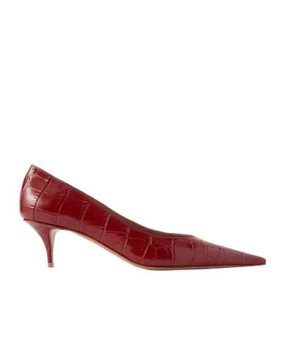 Amina Muaddi Barbara Croc-effect Leather Pumps In Red