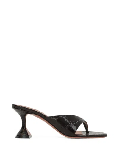 Amina Muaddi Croc-effect Martini-heel Sandals In Black