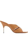 Amina Muaddi Cross-strap Heeled Sandals In Brown