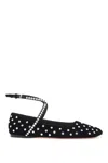 Amina Muaddi Ane Crystal Lace-up Velvet Ballet Flats In Black