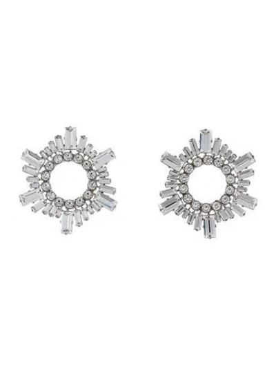 Pre-owned Amina Muaddi Crystal Begum Drop Earrings In Transparent