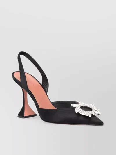 Amina Muaddi Crystal Buckle Embellished Sculpted Heel Pumps