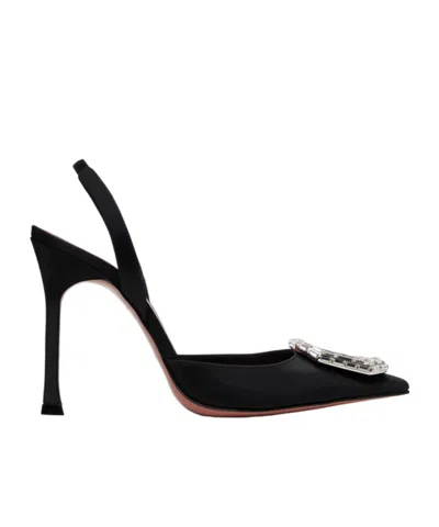 AMINA MUADDI CRYSTAL BUCKLE HIGH-HEELED SANDALS