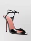 Amina Muaddi Adut Crystal-embellished Buckled Patent-leather Sandals In Black
