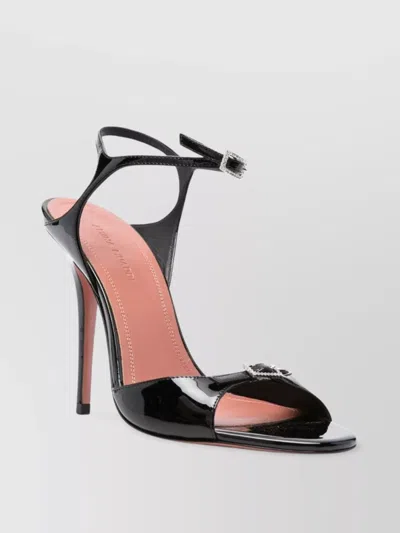 Amina Muaddi Adut Crystal-embellished Buckled Patent-leather Sandals In Black