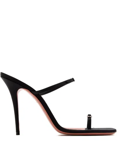 Amina Muaddi Crystal-buckle Satin Sandals In Black