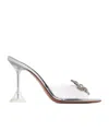 Amina Muaddi Crystal Decorated Pointed High-heeled Sandals In White
