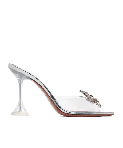 Amina Muaddi Crystal Decorated Pointed High-heeled Sandals In White