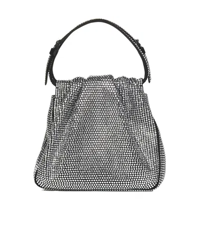 Amina Muaddi Vittoria Full Crystal Handbag In Black