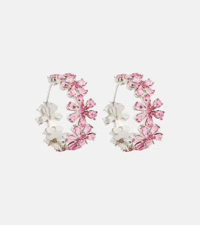Amina Muaddi Crystal-embellished Hoop Earrings In Pink