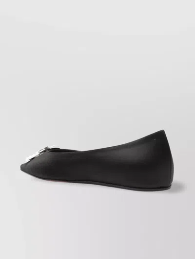 Amina Muaddi Crystal Embellished Leather Ballet Flats