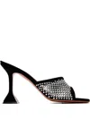 Amina Muaddi Lupita Crystal-embellished Fishnet And Suede Mules