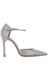 Amina Muaddi Pointed Shallow-mouthed High-heeled Shoes In Silver