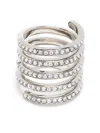 Amina Muaddi Vittoria Crystal-embellished Silver-tone Ring In Silber