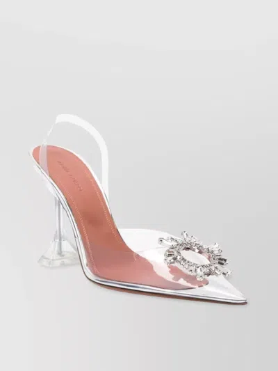 Amina Muaddi Crystal Embellished Transparent Sculptural Heel Pumps