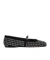 Amina Muaddi Ane Crystal Heart Flat Ane Blawhicry In Black