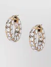 Amina Muaddi Crystal Hoop Earrings Gold Finish