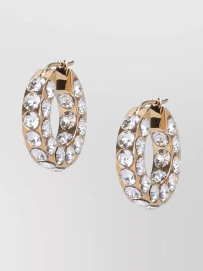 Amina Muaddi Crystal Hoop Earrings Gold Finish