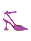 Amina Muaddi Crystal Lace-up Sling-back Pump In Violet