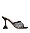 Amina Muaddi Lupita Crystal-embellished Fishnet And Suede Mules