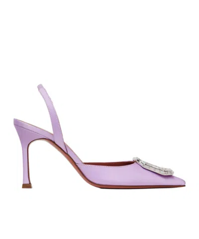 Amina Muaddi Crystal Pattern High-heeled Sandals In Purple